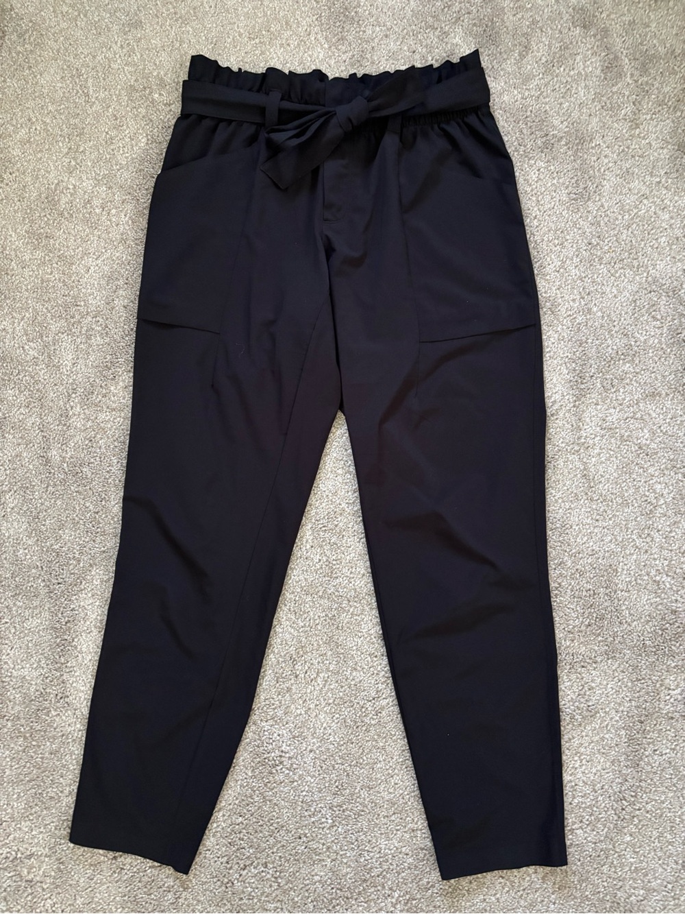 Athleta Black Paperbag Waist Chinos with Self-Tie
